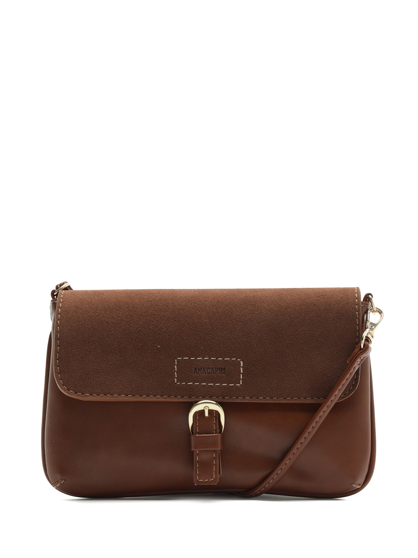 Bolsa Feminina Tiracolo Pequena Fivela Frontal Marrom Anacapri