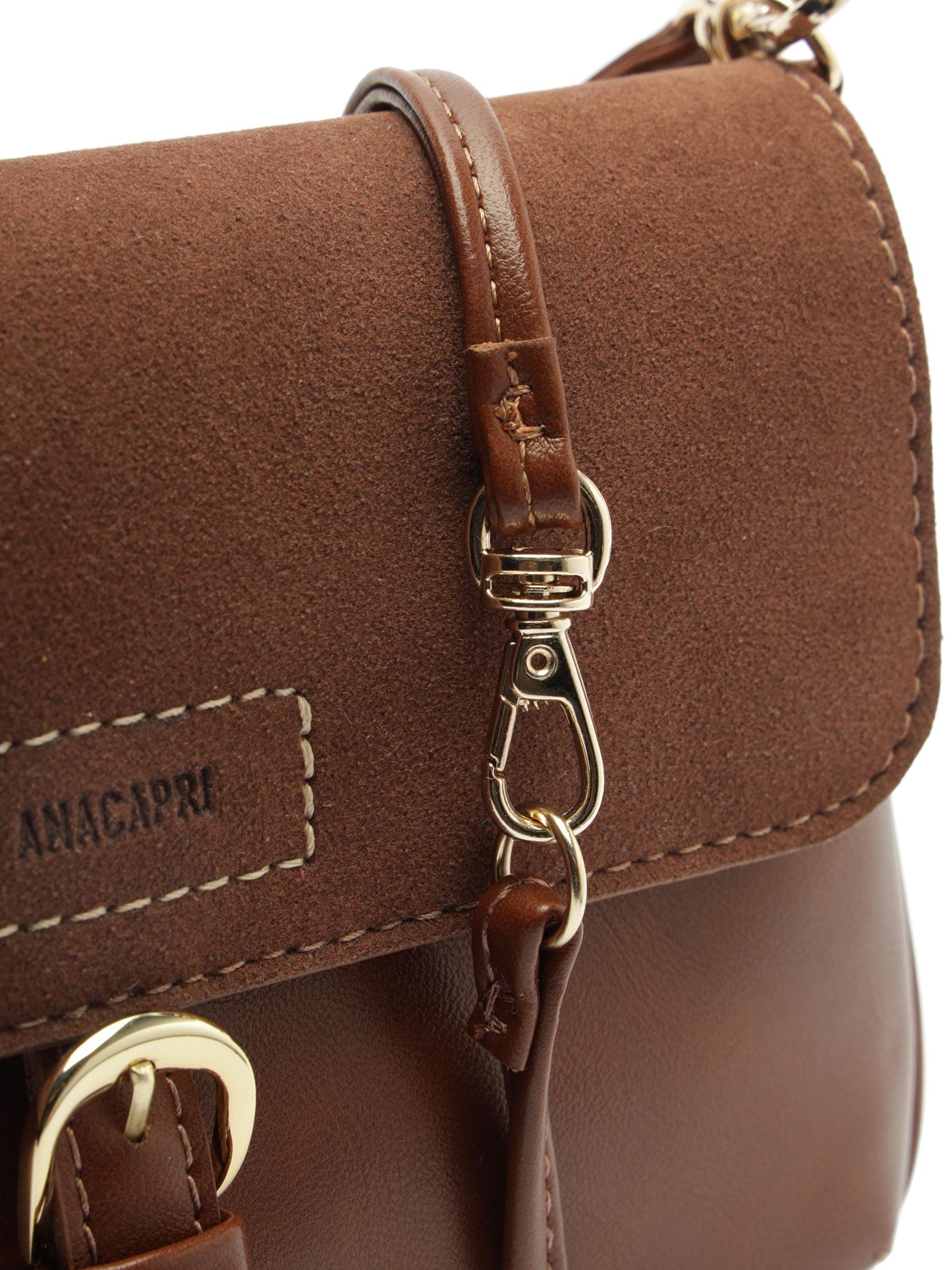 Bolsa Feminina Tiracolo Pequena Fivela Frontal Marrom Anacapri