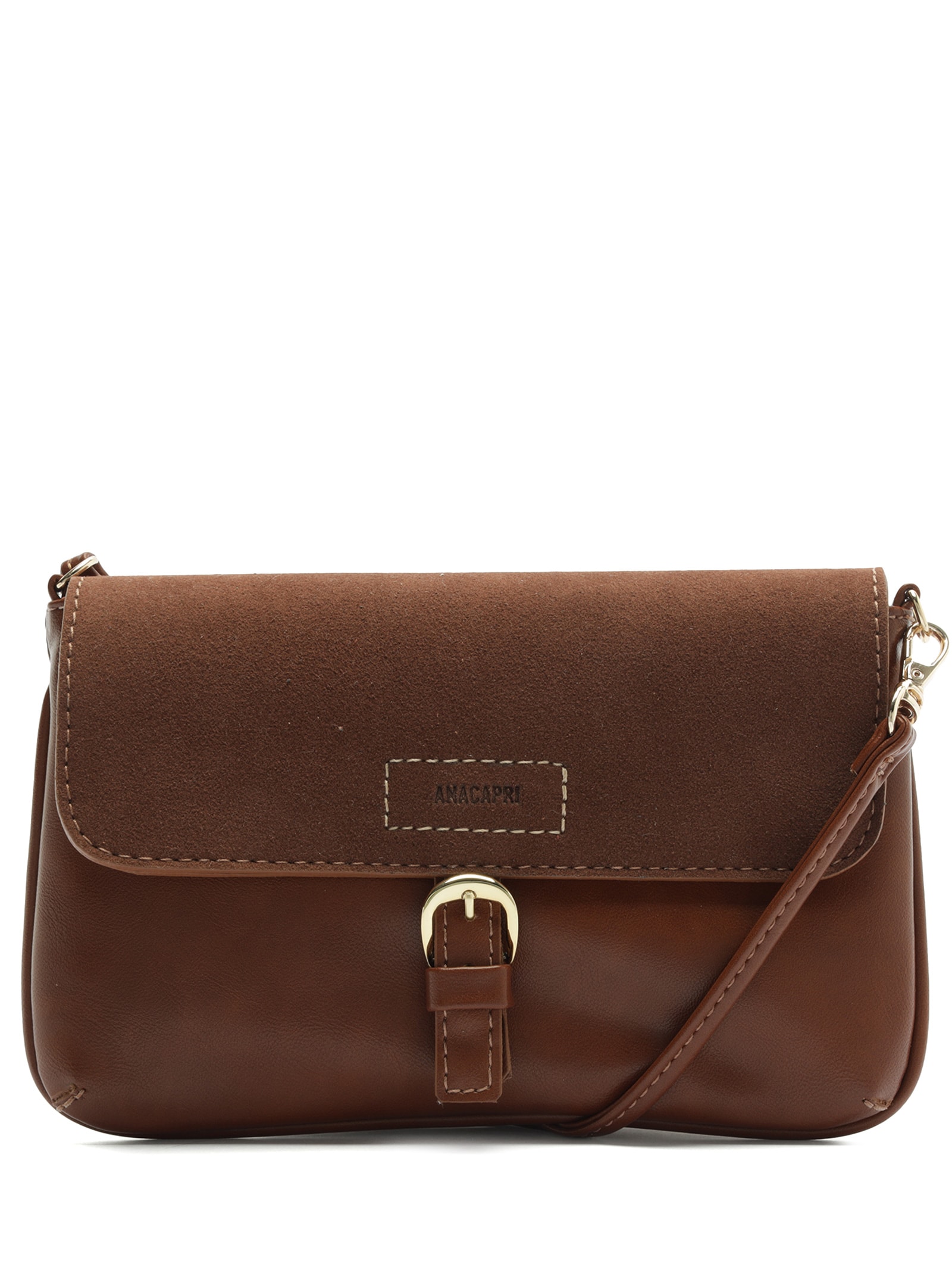 Bolsa Feminina Tiracolo Pequena Fivela Frontal Marrom Anacapri