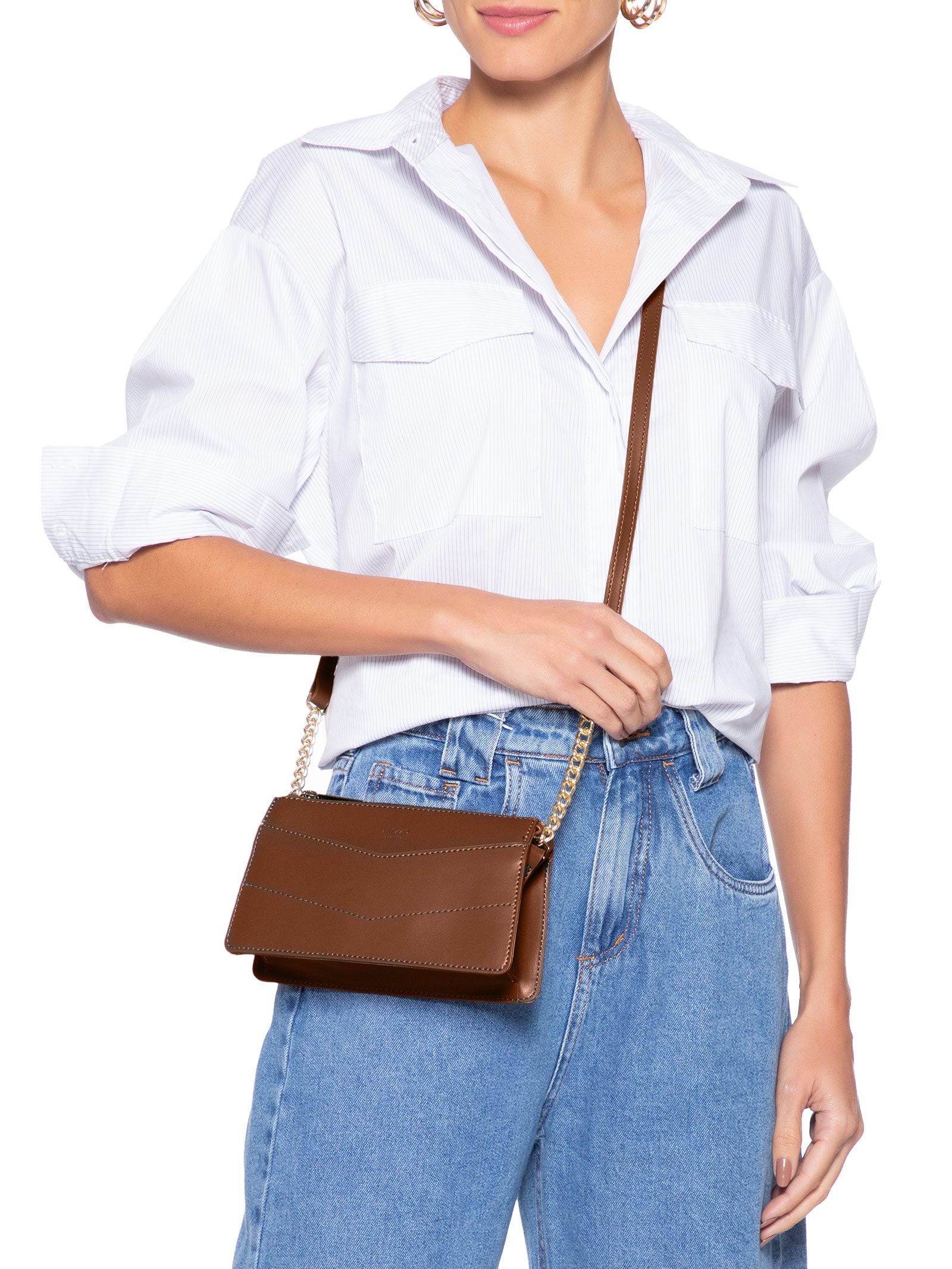 Bolsa Feminina Tiracolo Pequena Marrom Arezzo