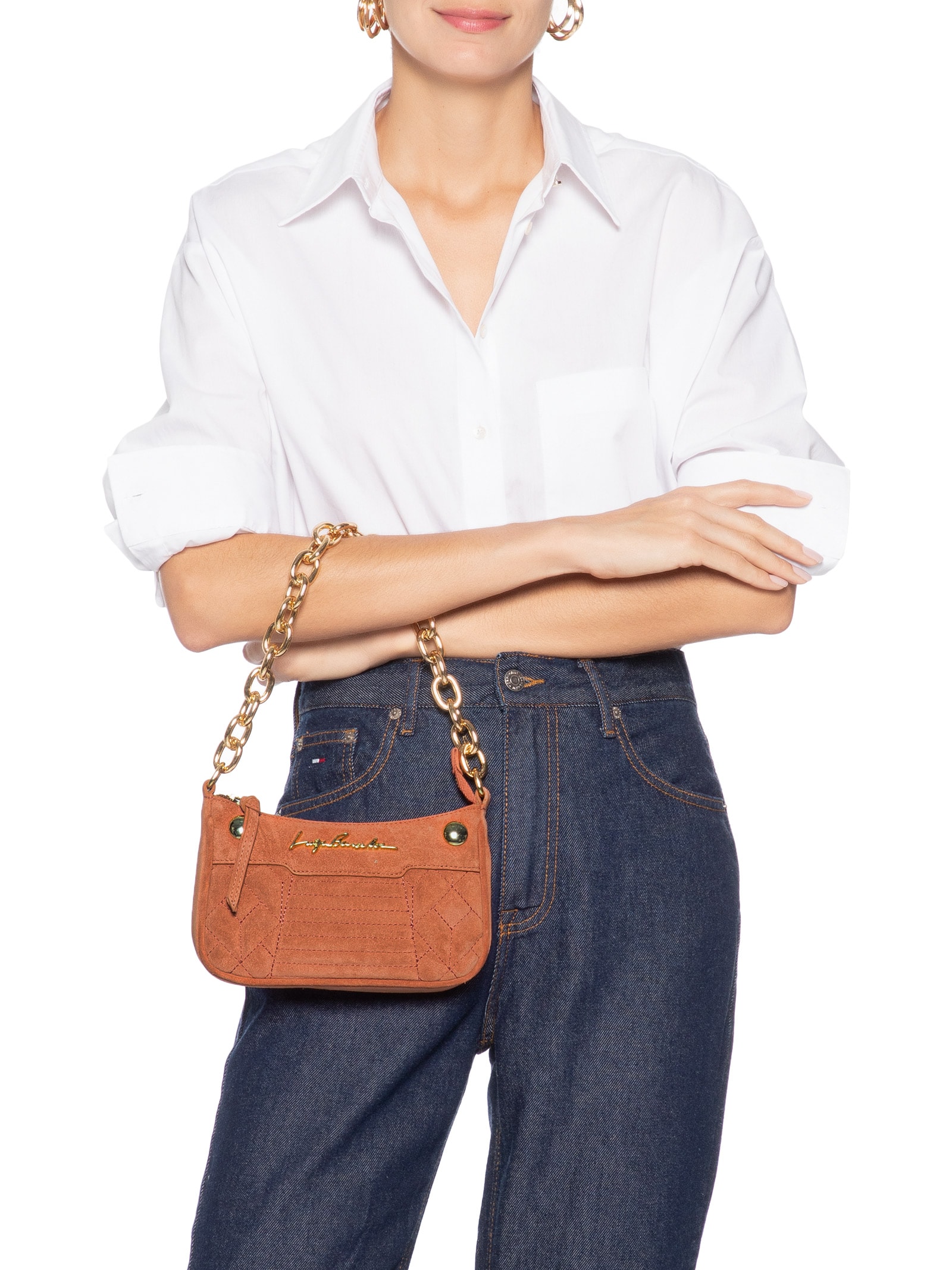 Bolsa Feminina Tiracolo Pequena Marrom Luiza Barcelos