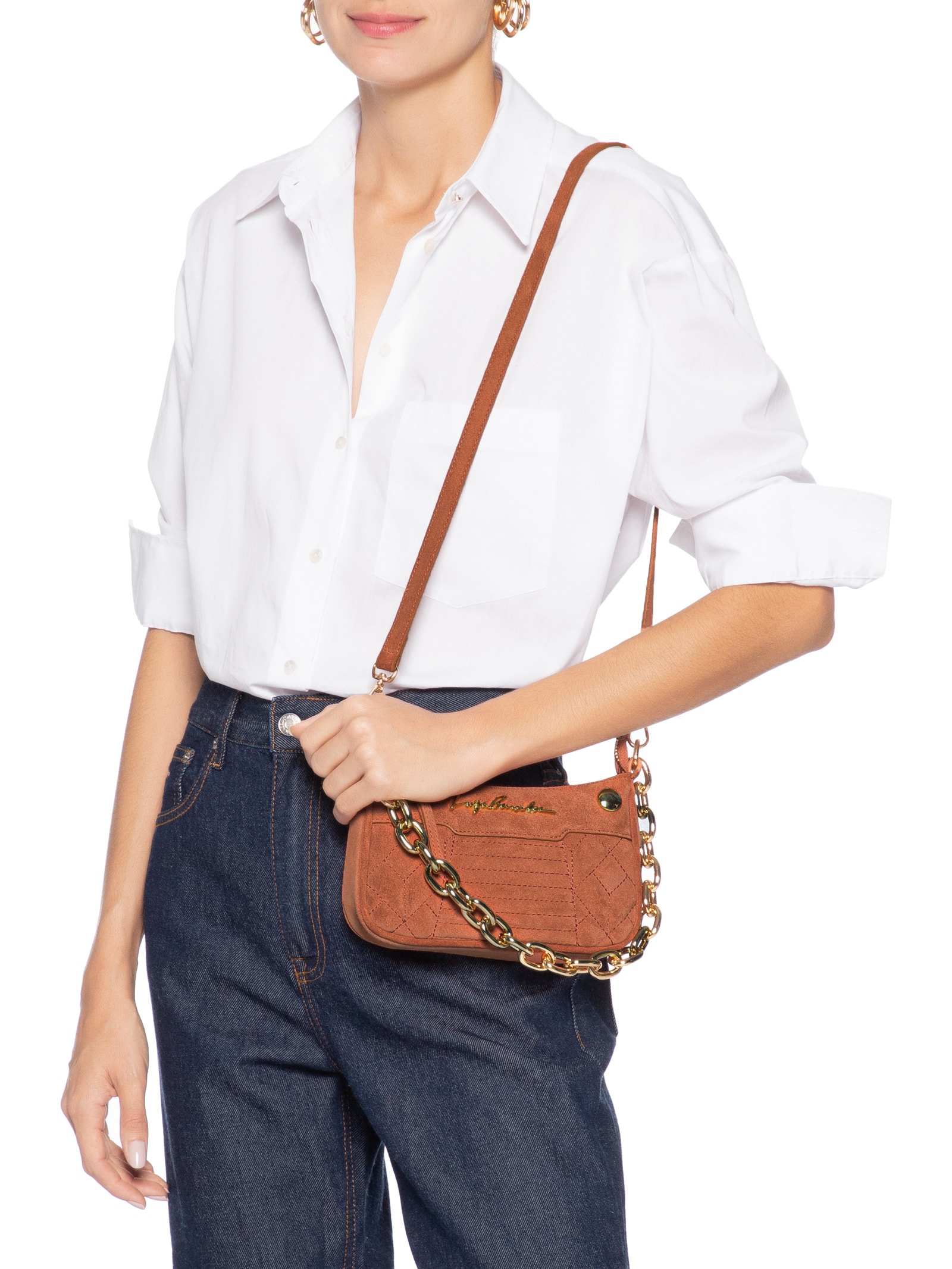 Bolsa Feminina Tiracolo Pequena Marrom Luiza Barcelos