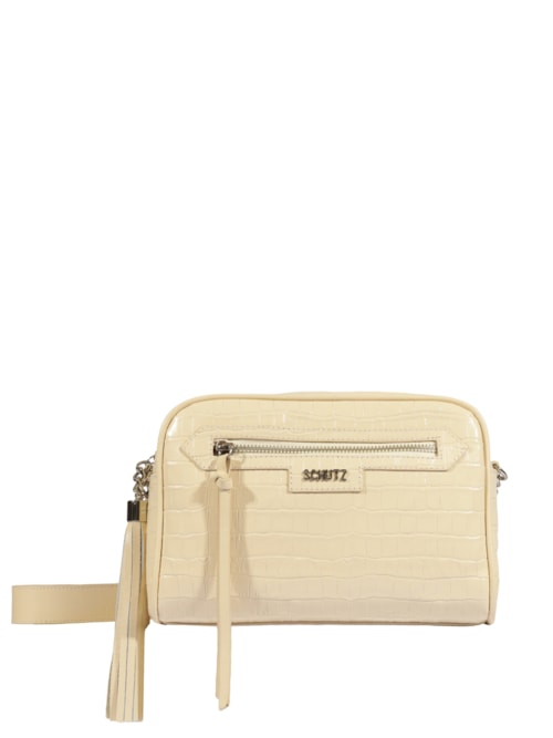 Bolsa Feminina Tiracolo Pequena Mirella Couro Croco – Branco