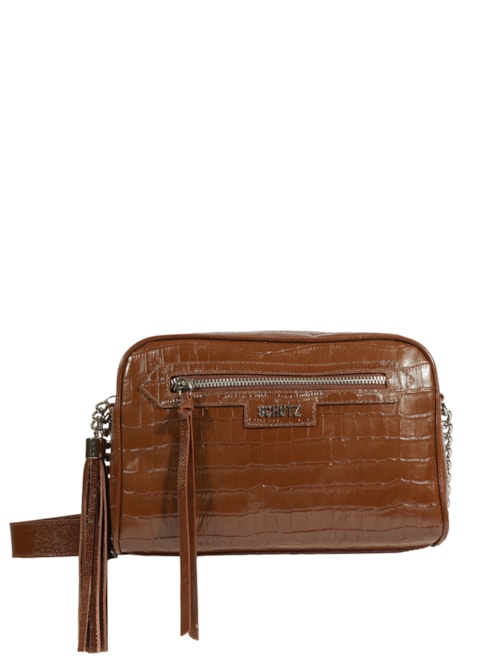 Bolsa Feminina Tiracolo Pequena Mirella Couro Croco – Marrom