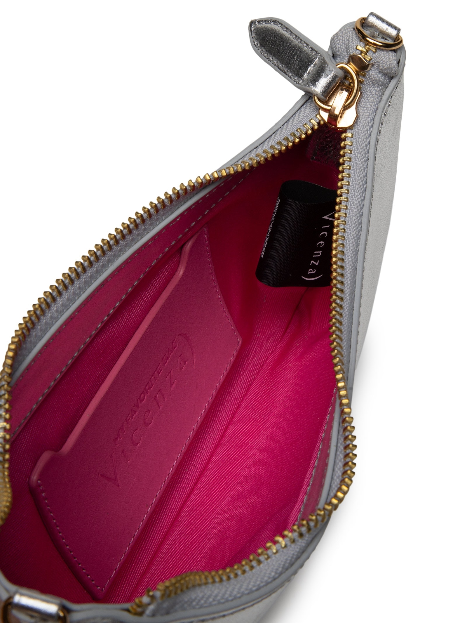 Bolsa Feminina Tiracolo Pequena Napa Oil Metal Prateado Vicenza