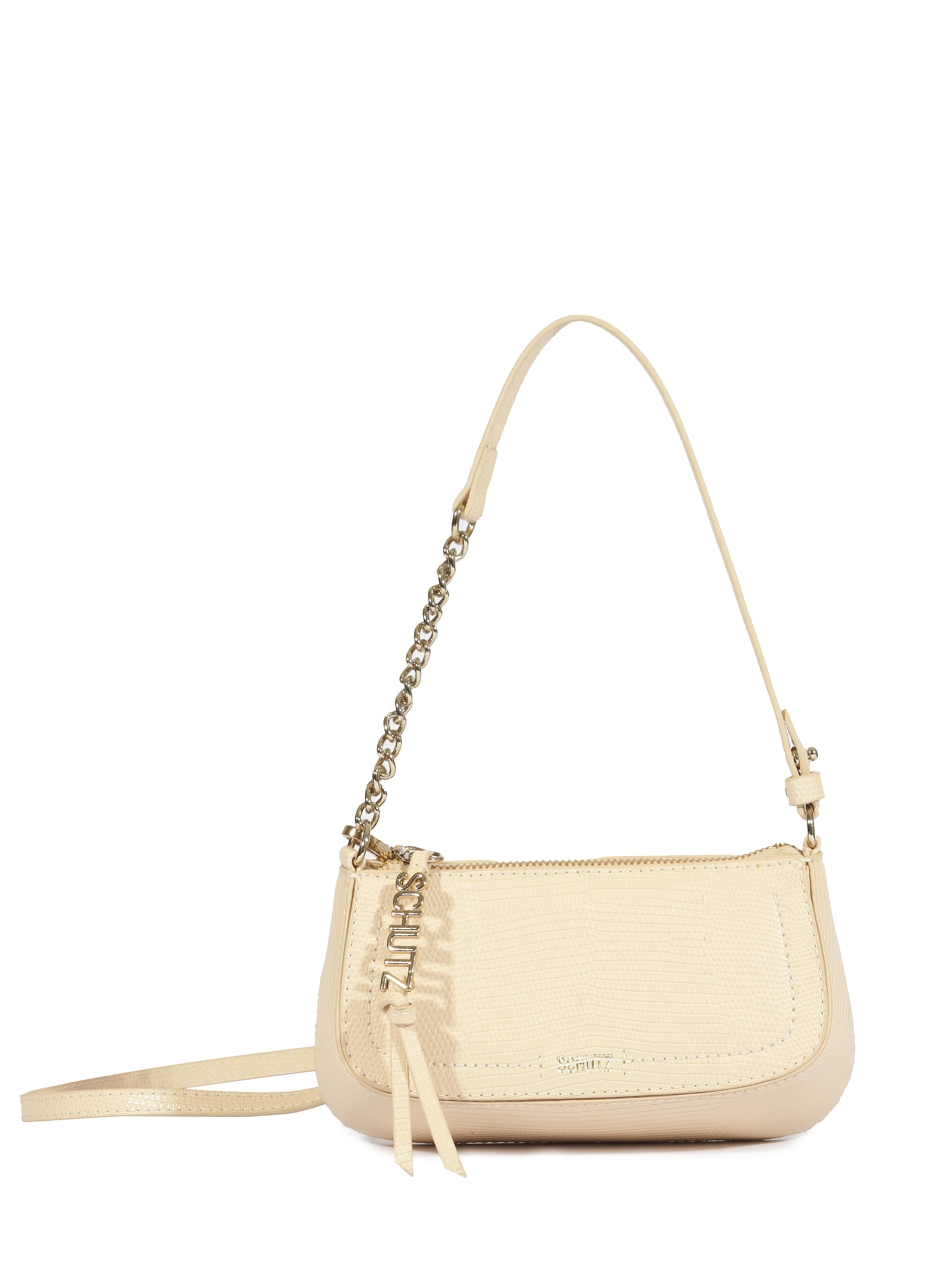 Bolsa Feminina Tiracolo Pequena Tina Couro Amêndoa Off White Schutz