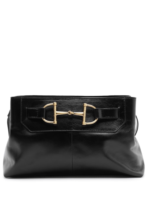 Bolsa Feminina Tiracolo Preta Couro Média Bridão – Preto