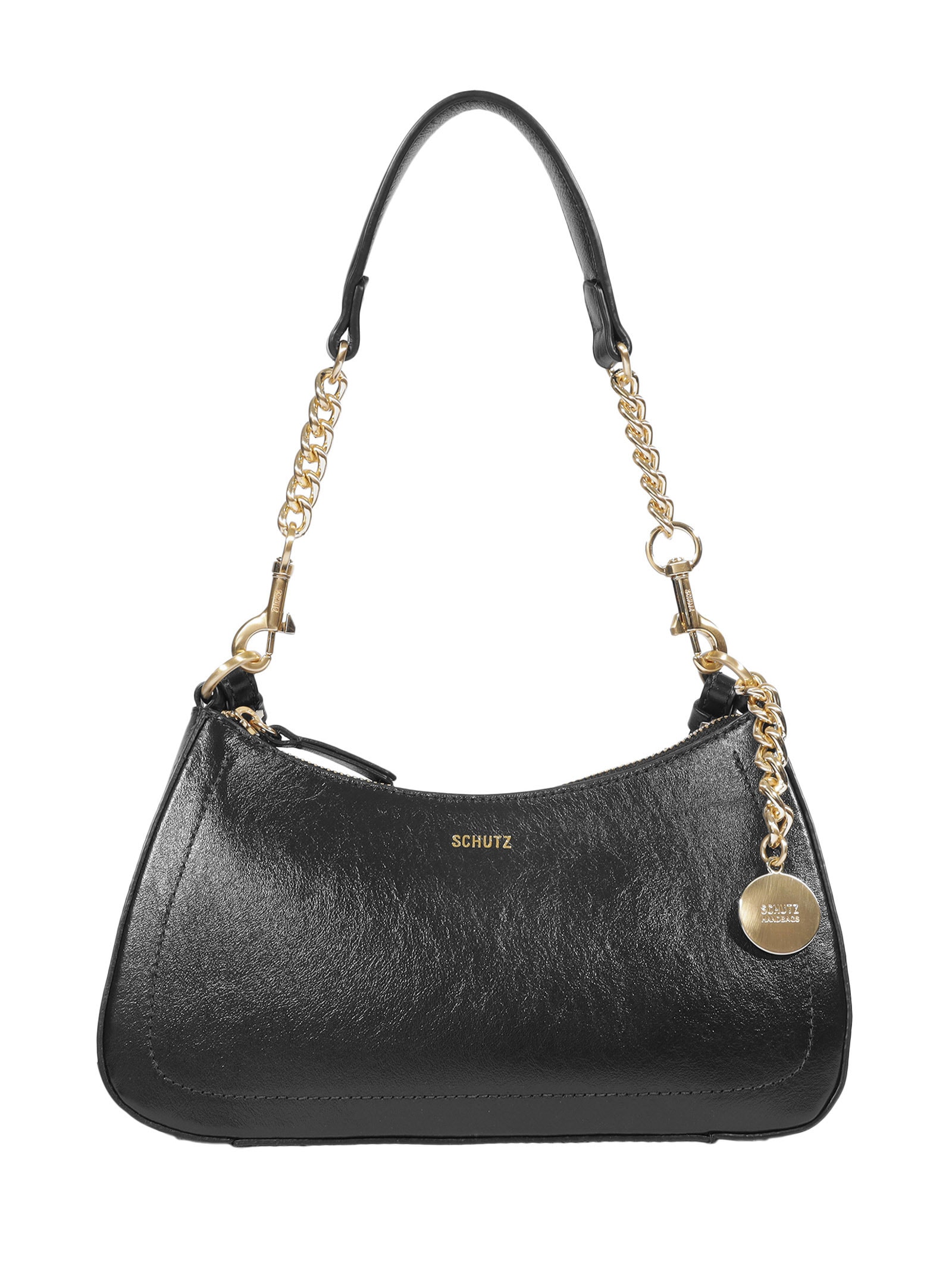 Bolsa Feminina Tiracolo Shoulder Elowen Média Couro Preto Schutz
