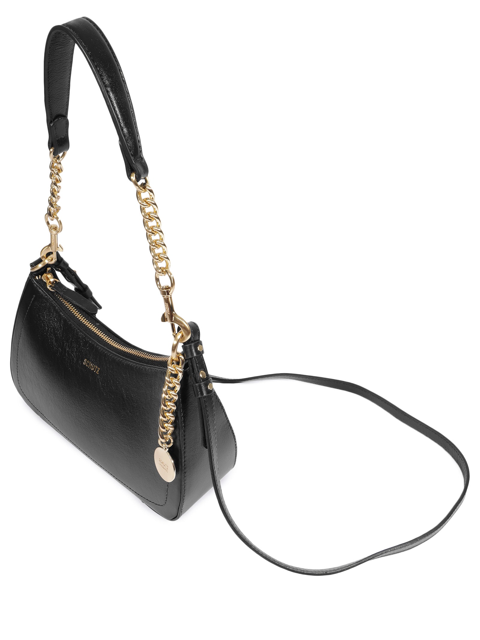 Bolsa Feminina Tiracolo Shoulder Elowen Média Couro Preto Schutz