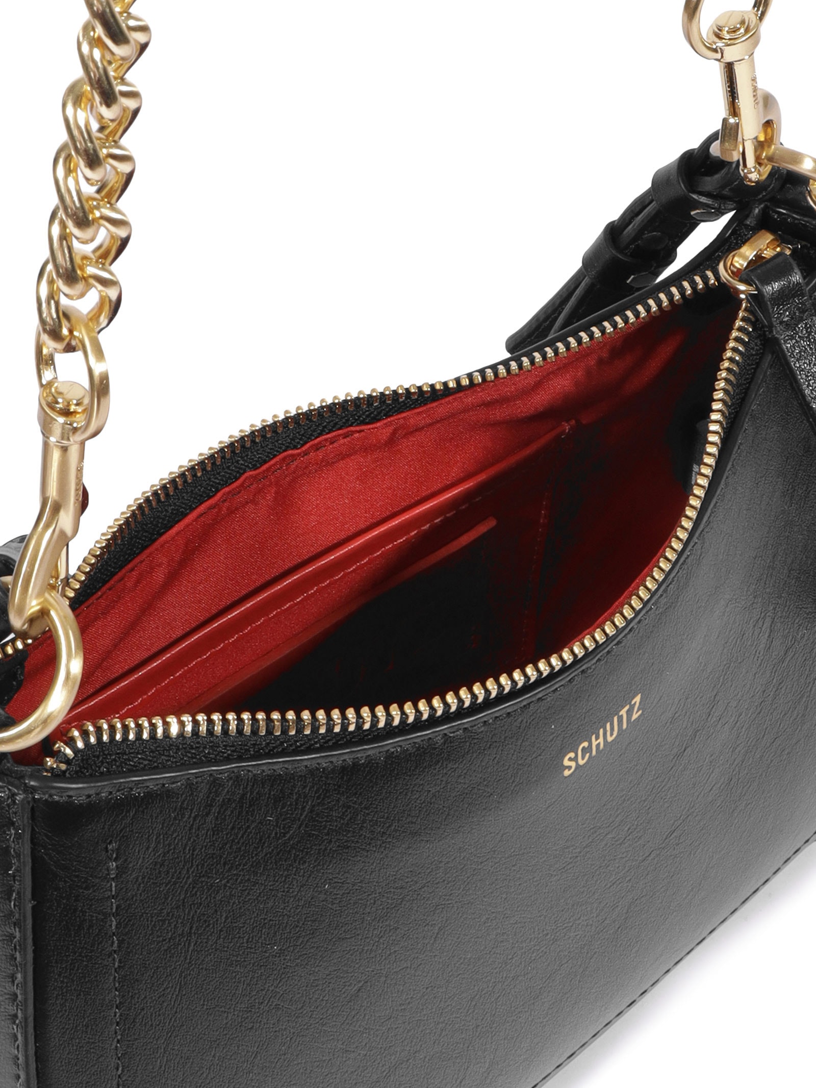Bolsa Feminina Tiracolo Shoulder Elowen Média Couro Preto Schutz