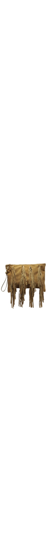 Bolsa Feminina Tiracolo Suede Grande Franjas - Bege