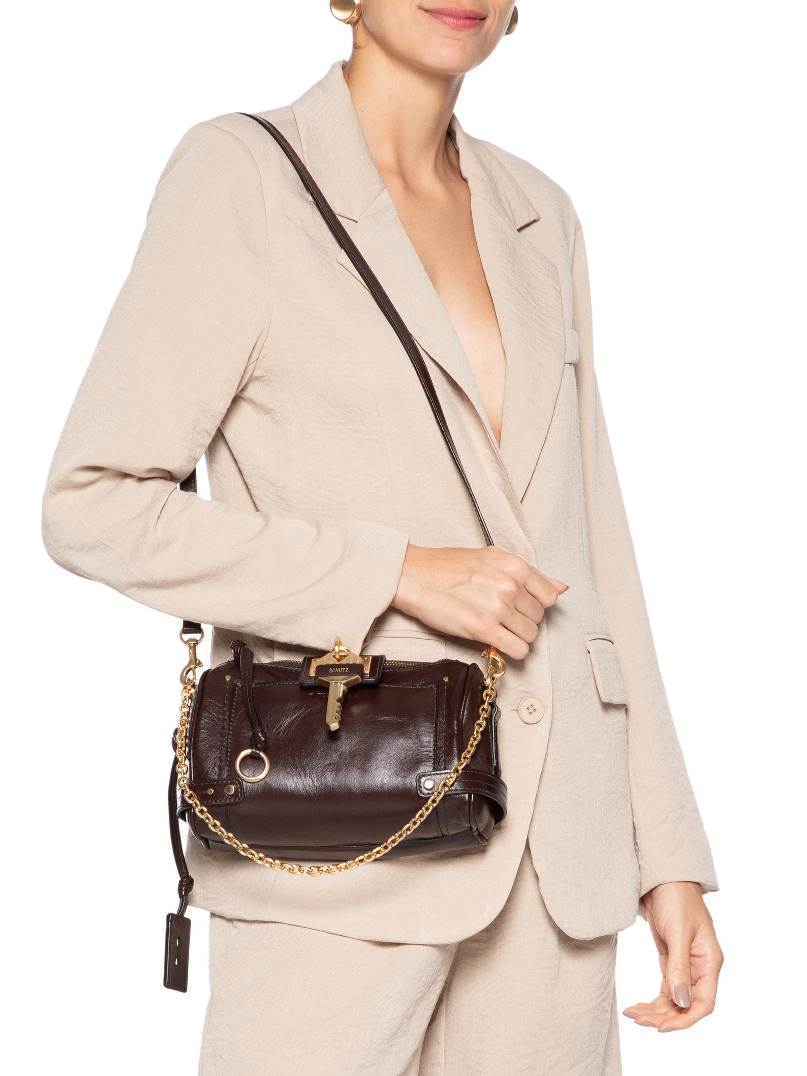 Bolsa Feminina Tiracolo The Secret Couro Pequena Marrom Schutz