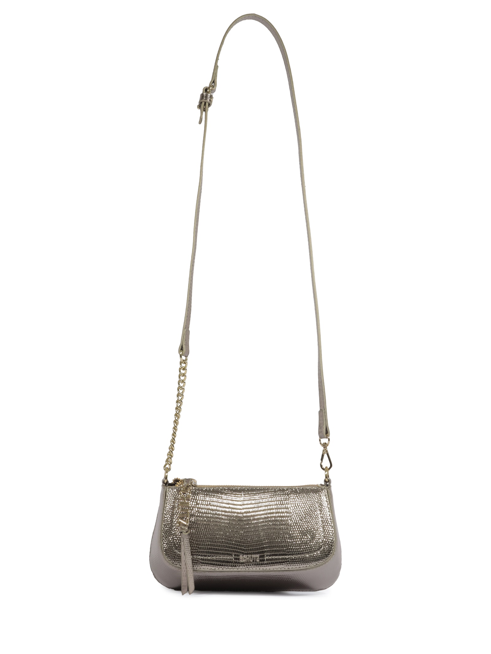 Bolsa Feminina Tiracolo Tina Croco Pequena Prateado Schutz