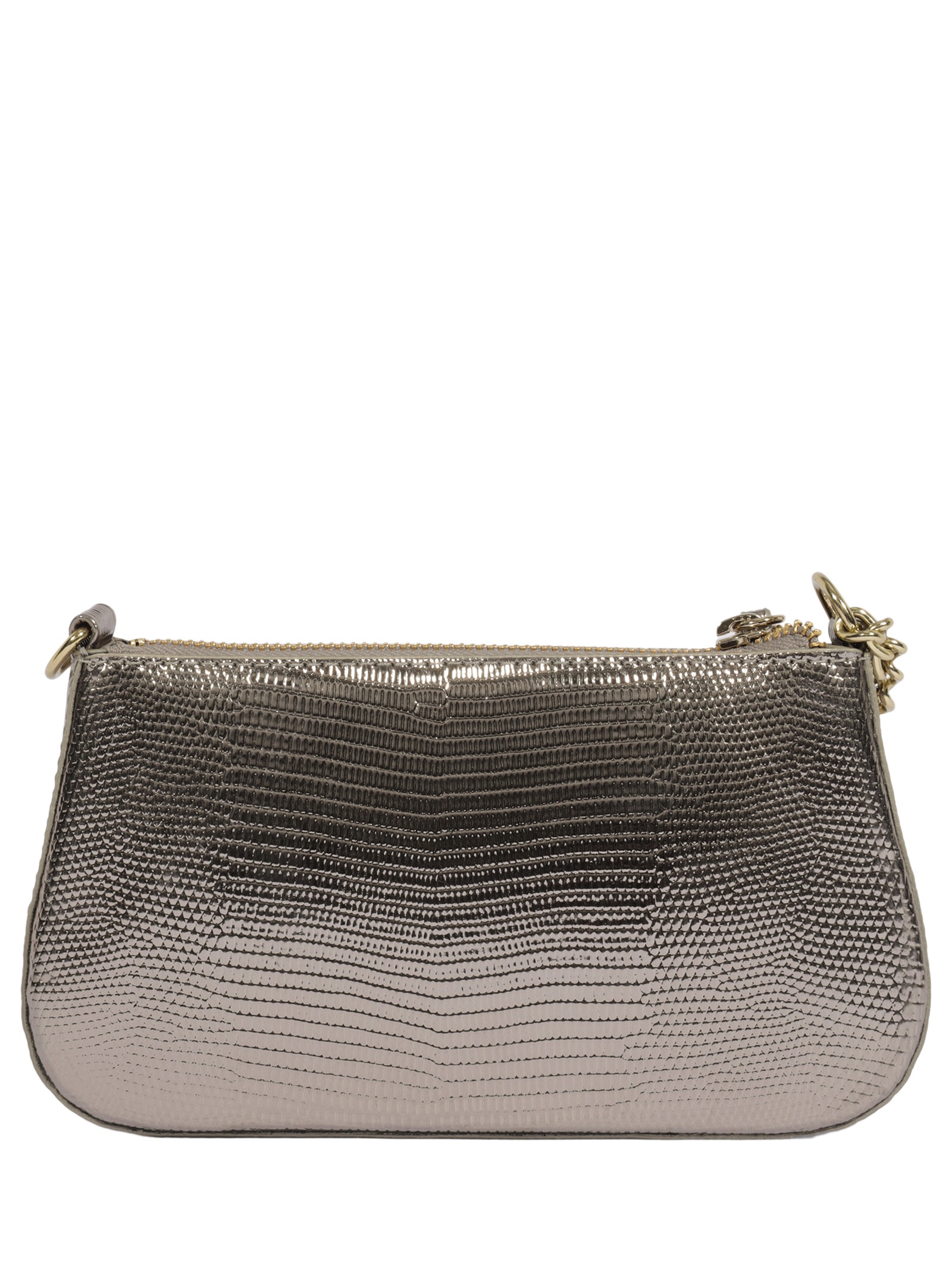 Bolsa Feminina Tiracolo Tina Croco Pequena Prateado Schutz