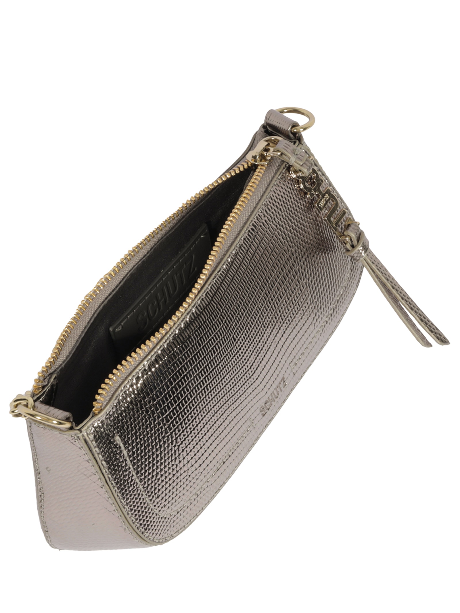 Bolsa Feminina Tiracolo Tina Croco Pequena Prateado Schutz