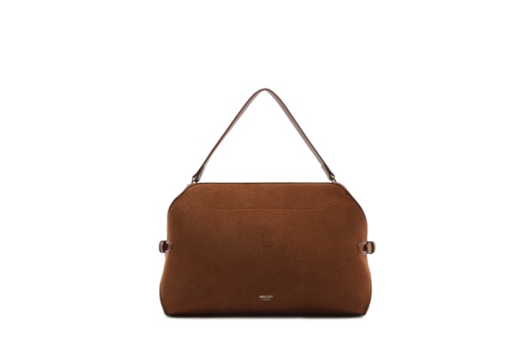 Bolsa Feminina Tote Camurça Grande Tiras Laterais - Marrom