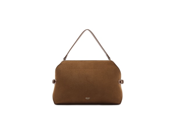 Bolsa Feminina Tote Camurça Grande Tiras Laterais - Marrom