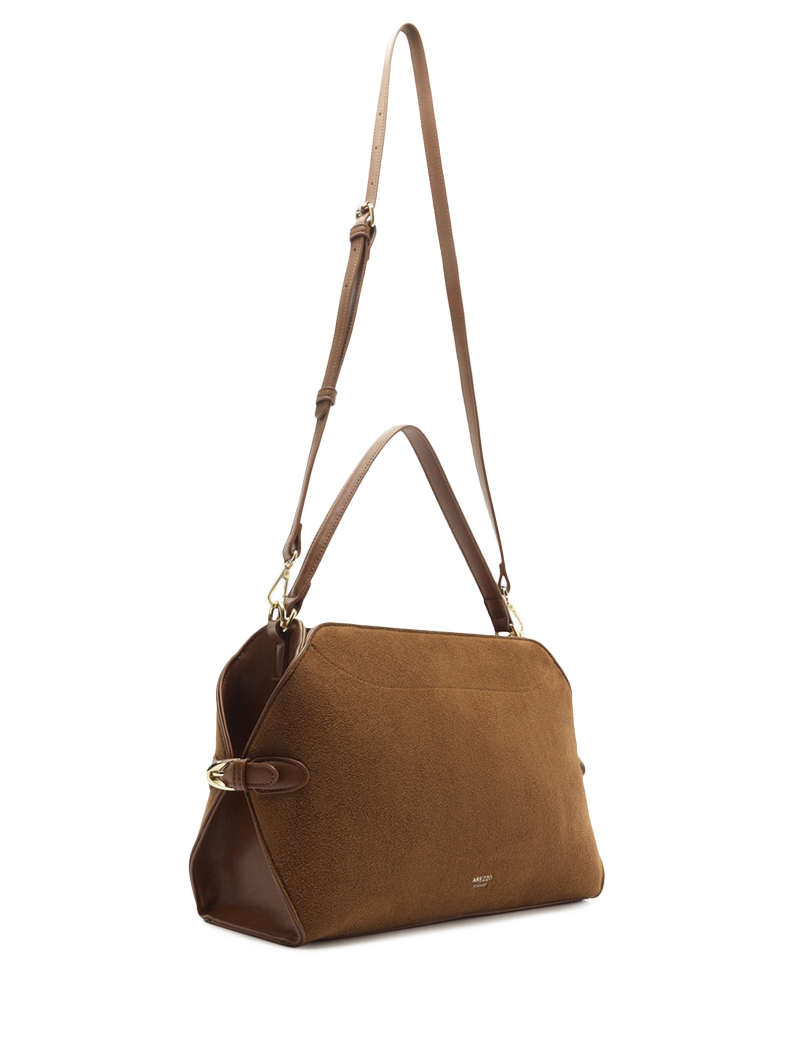 Bolsa Feminina Tote Camurça Grande Tiras Laterais Marrom Arezzo