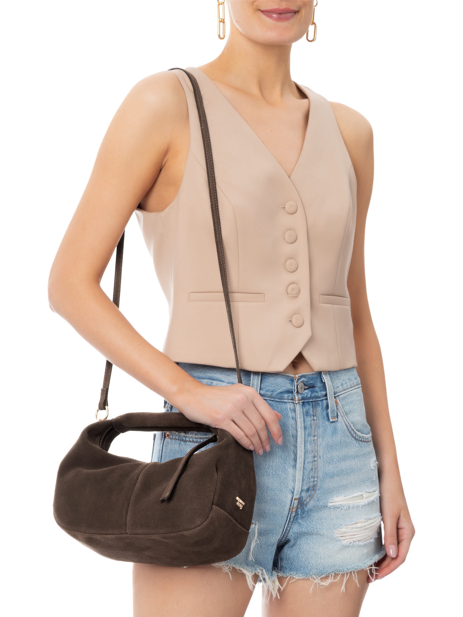 Bolsa Feminina Tote Com Enfeite Lp Easy Marrom Lança Perfume