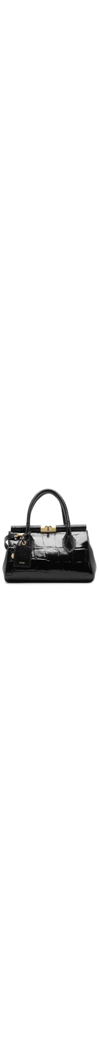 Bolsa Feminina Tote Couro Croco Média - Preto