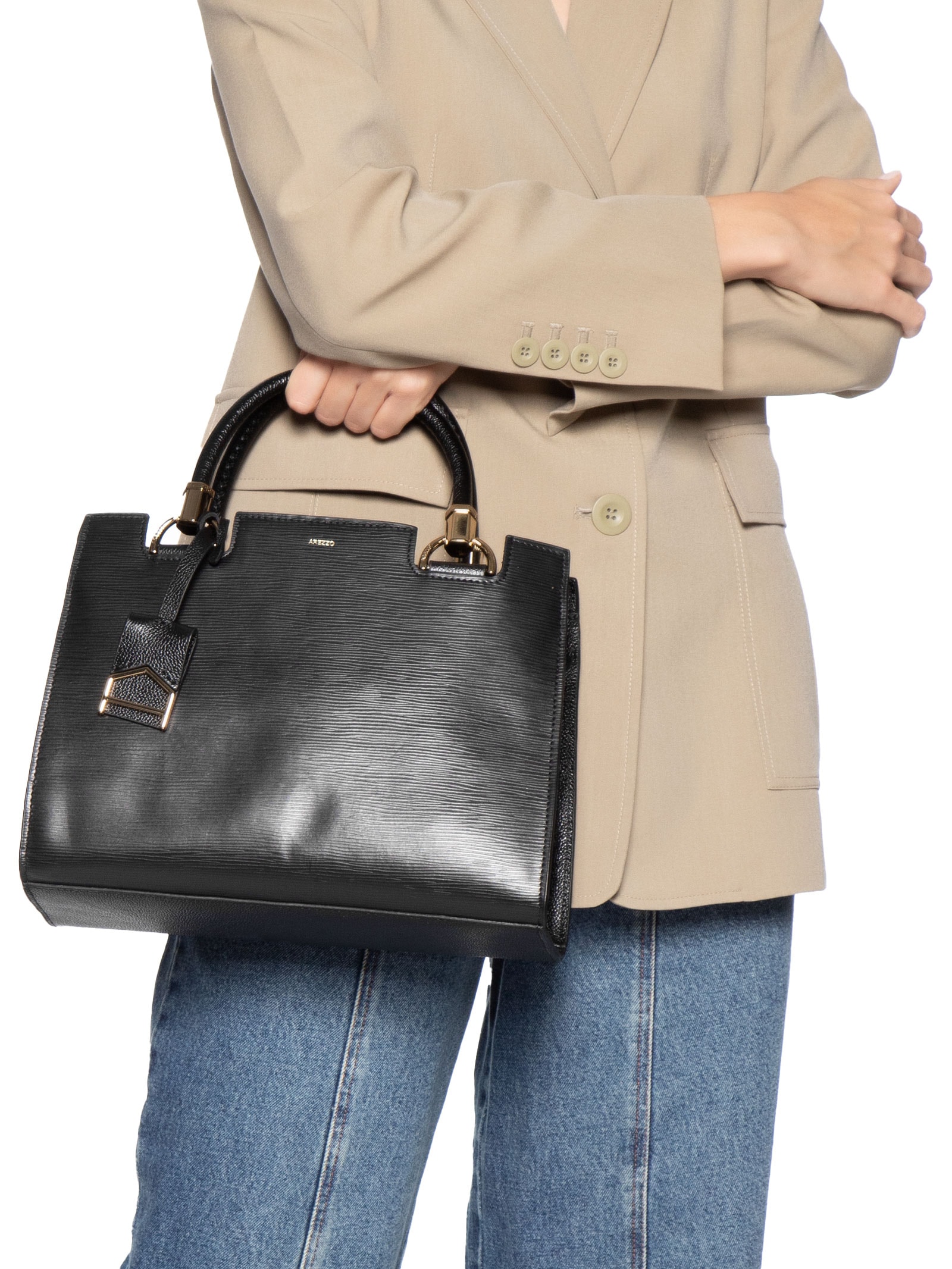 Bolsa Feminina Tote Couro Grande Preto Arezzo