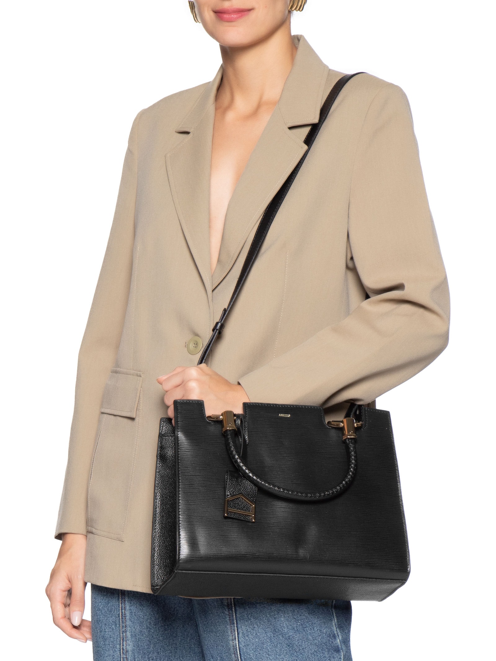 Bolsa Feminina Tote Couro Grande Preto Arezzo
