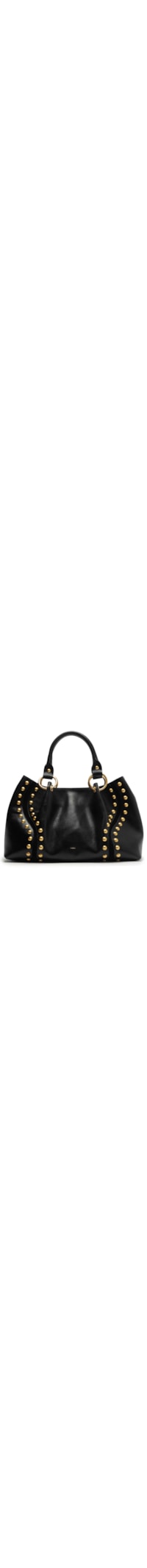 Bolsa Feminina Tote Couro Grande Rebites - Preto
