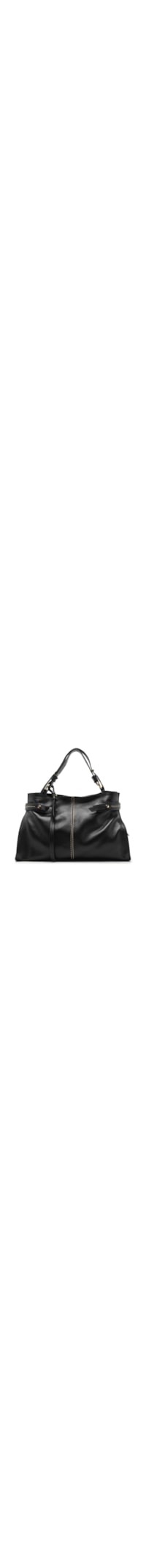 Bolsa Feminina Tote Couro Grande Tiras Laterais - Preto