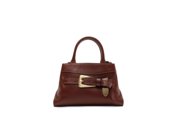 Bolsa Feminina Tote Couro Média Fivela Dourada - Marrom