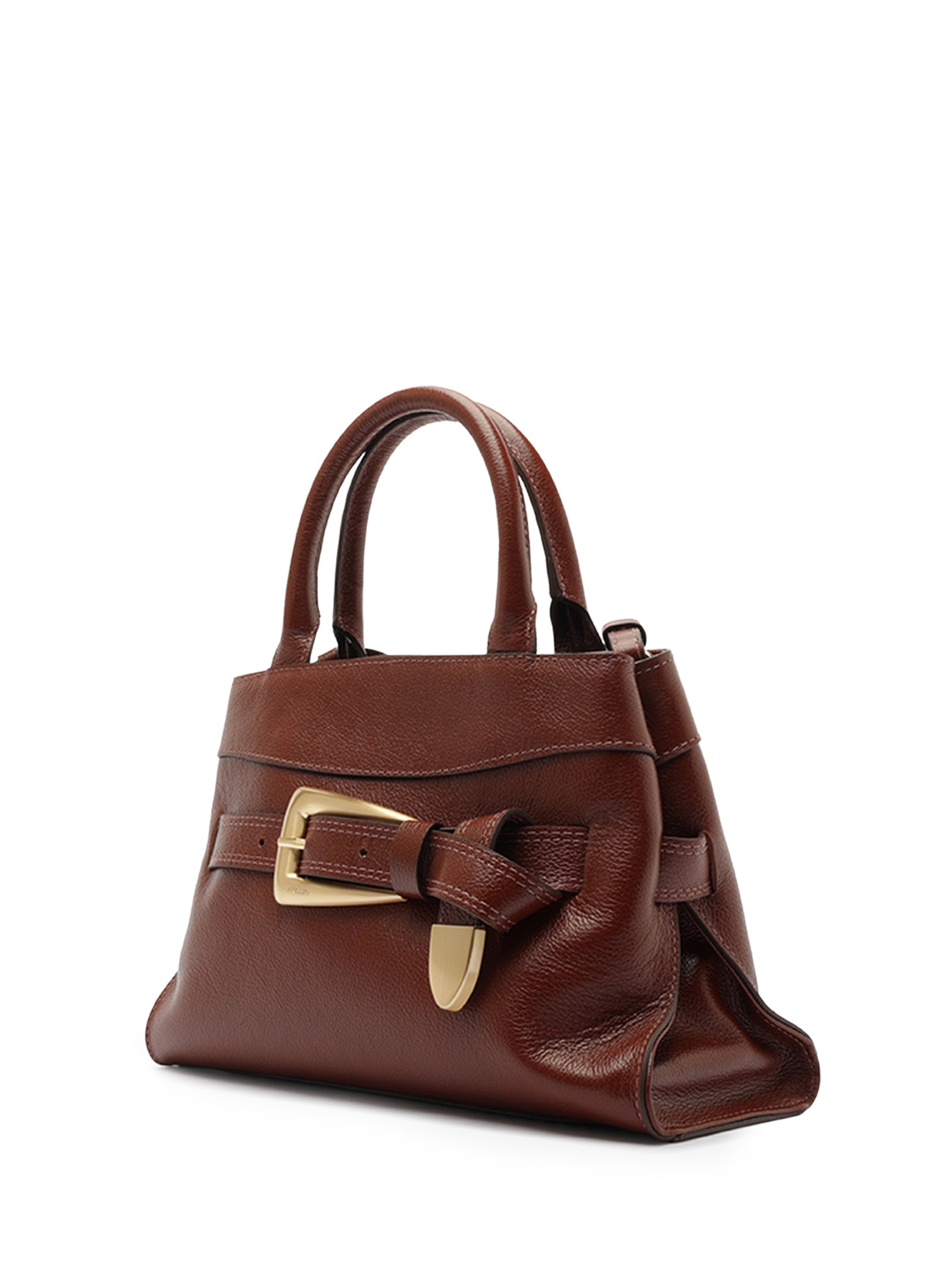 Bolsa Feminina Tote Couro Média Fivela Dourada Marrom Arezzo