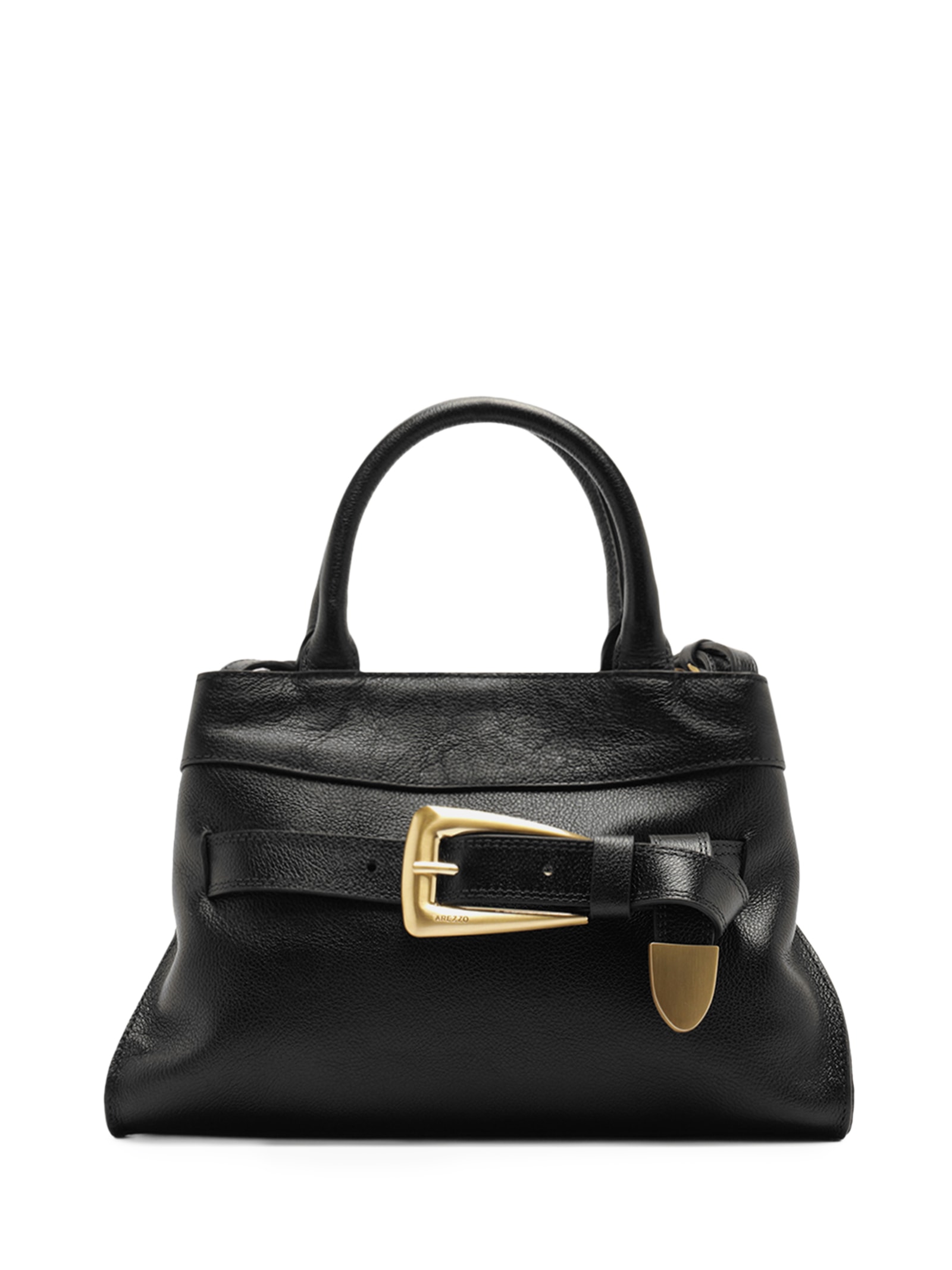 Bolsa Feminina Tote Couro Média Fivela Dourada Preto Arezzo