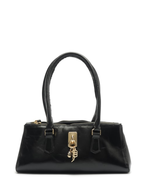 Bolsa Feminina Tote Couro Média Metal Charms – Preto