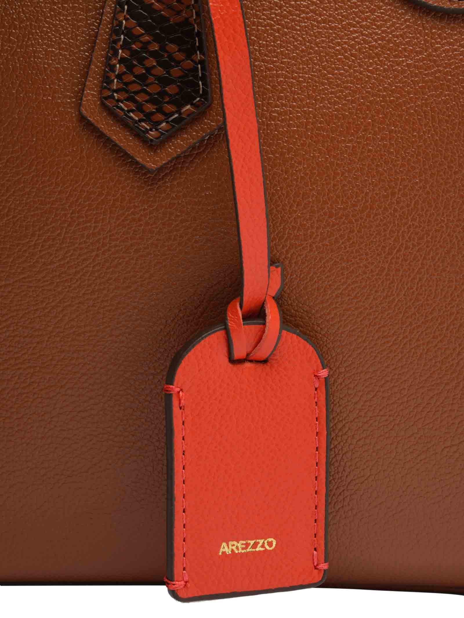 Bolsa Feminina Tote Couro Média Snake Marrom Arezzo