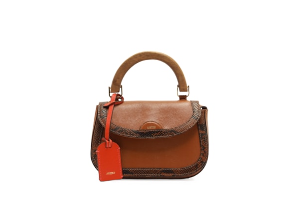 Bolsa Feminina Tote Couro Pequena Snake - Marrom