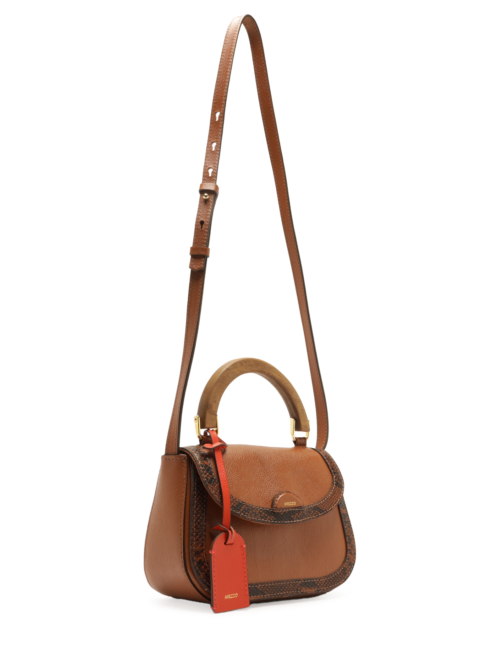 Bolsa Feminina Tote Couro Pequena Snake Marrom Arezzo