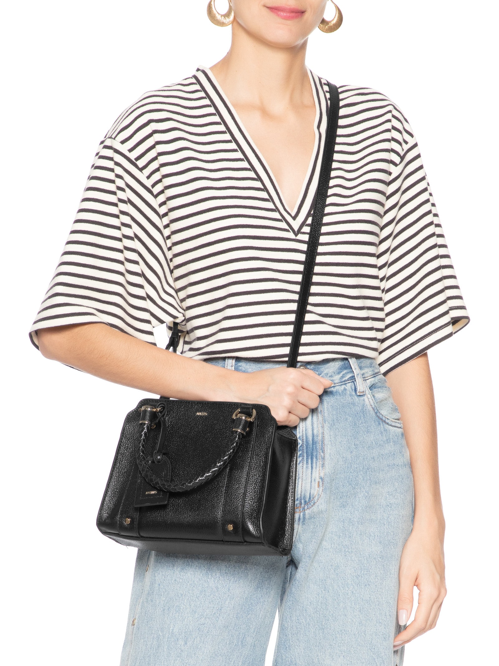 Bolsa Feminina Tote Couro Piazza Média Preto Arezzo