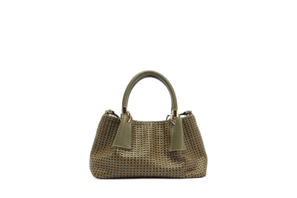 Bolsa Feminina Tote Couro Tramada Média - Verde