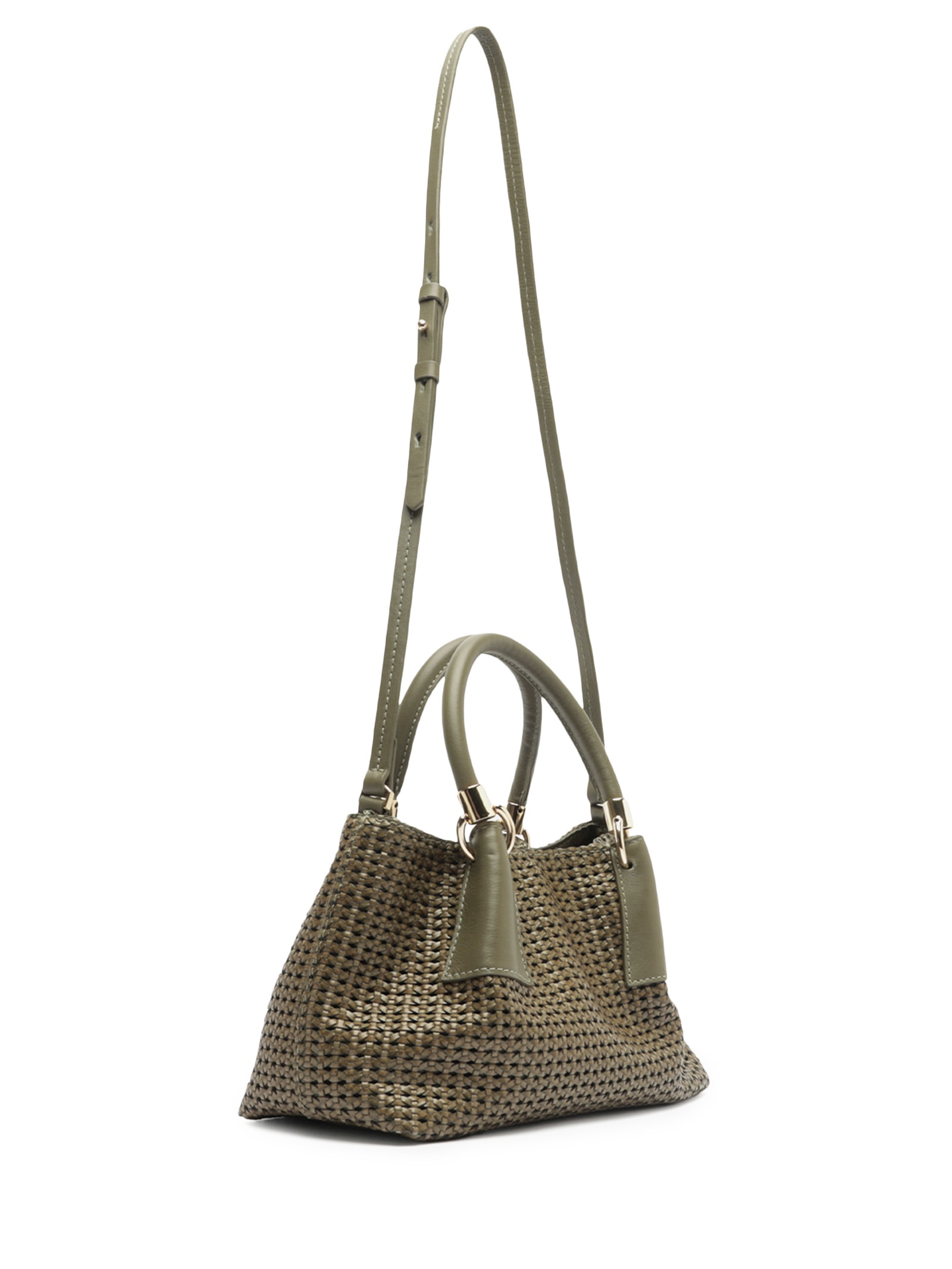 Bolsa Feminina Tote Couro Tramada Média Verde Arezzo
