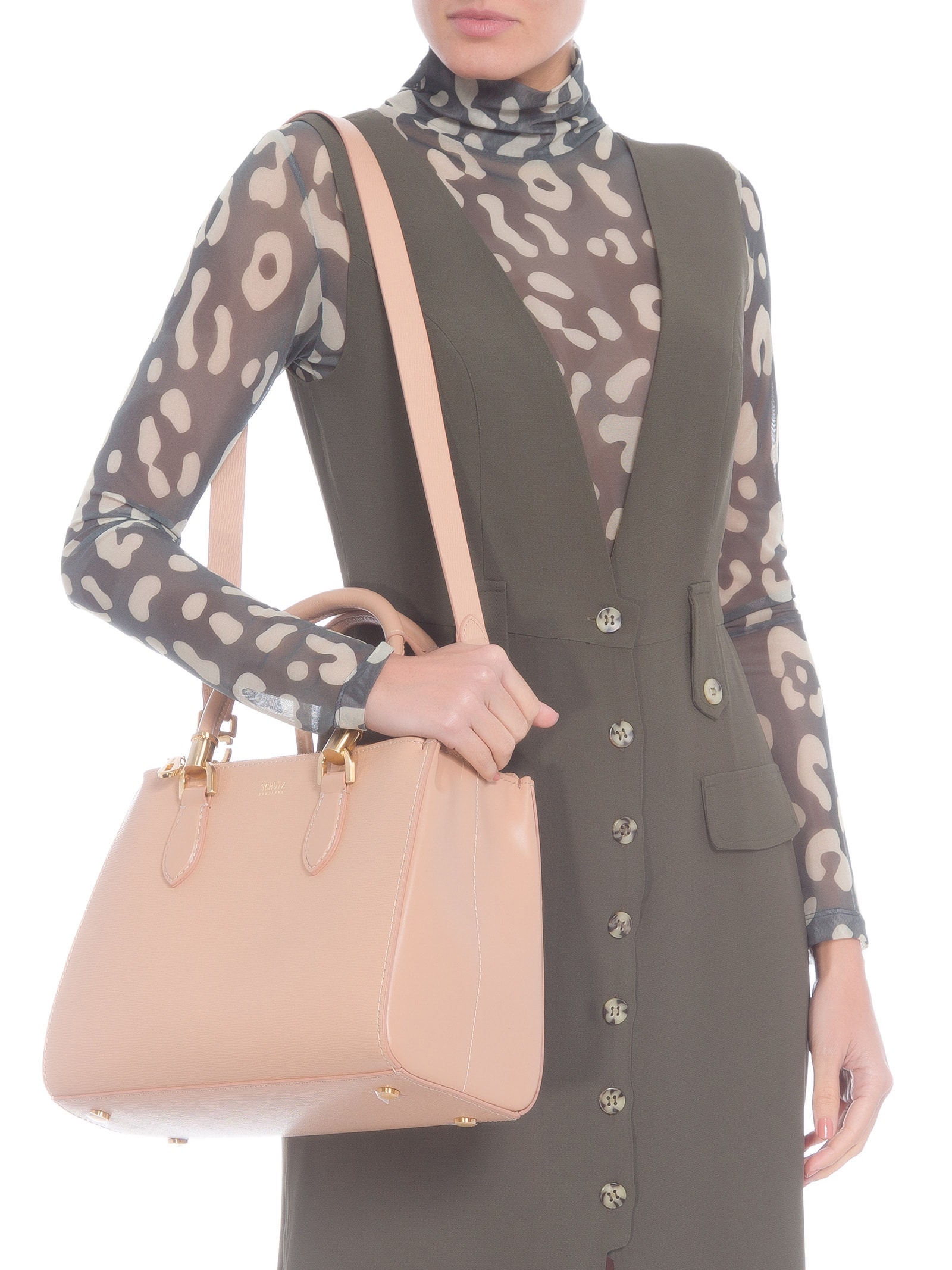 Bolsa Feminina Tote Grande New Lorena Couro Amendoa Bege Schutz