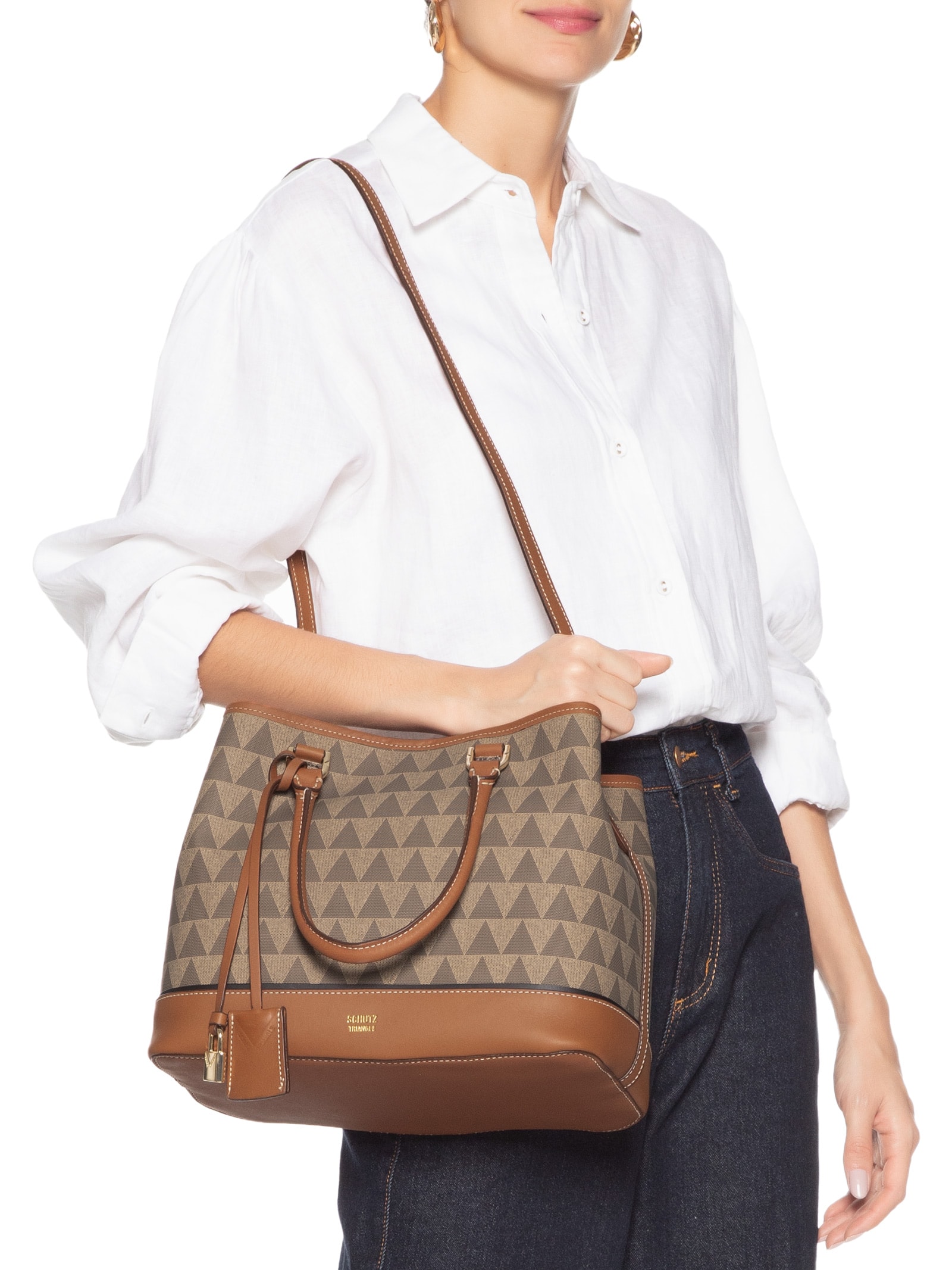 Bolsa Feminina Tote Grande Triangle Cinza Schutz