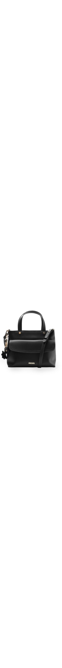 Bolsa Feminina Tote Média Chaveiro Flor - Preto
