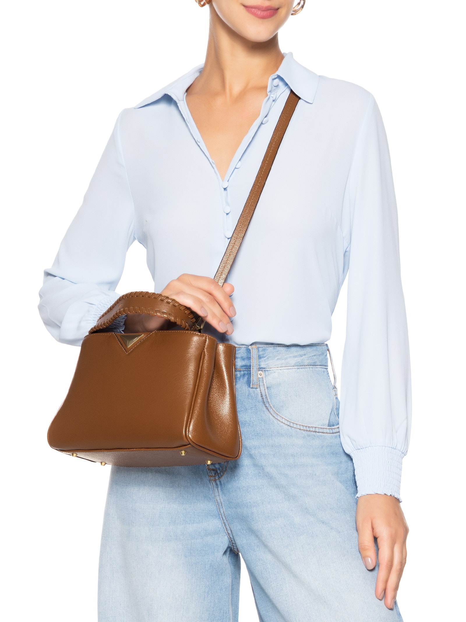 Bolsa Feminina Tote Pequena Sunny Couro Marrom Schutz