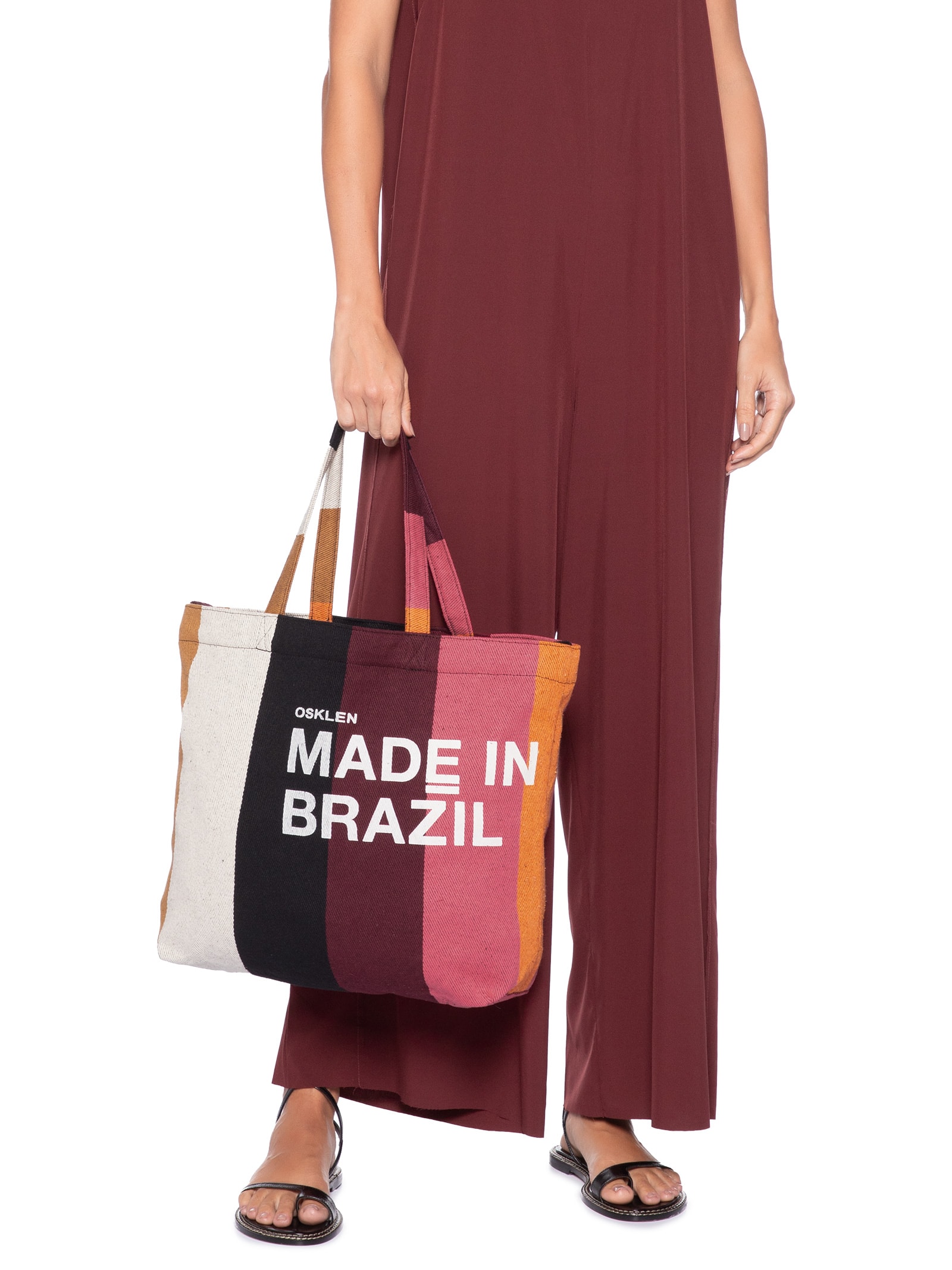 Bolsa Feminina Tote Stripes Color Marrom Osklen