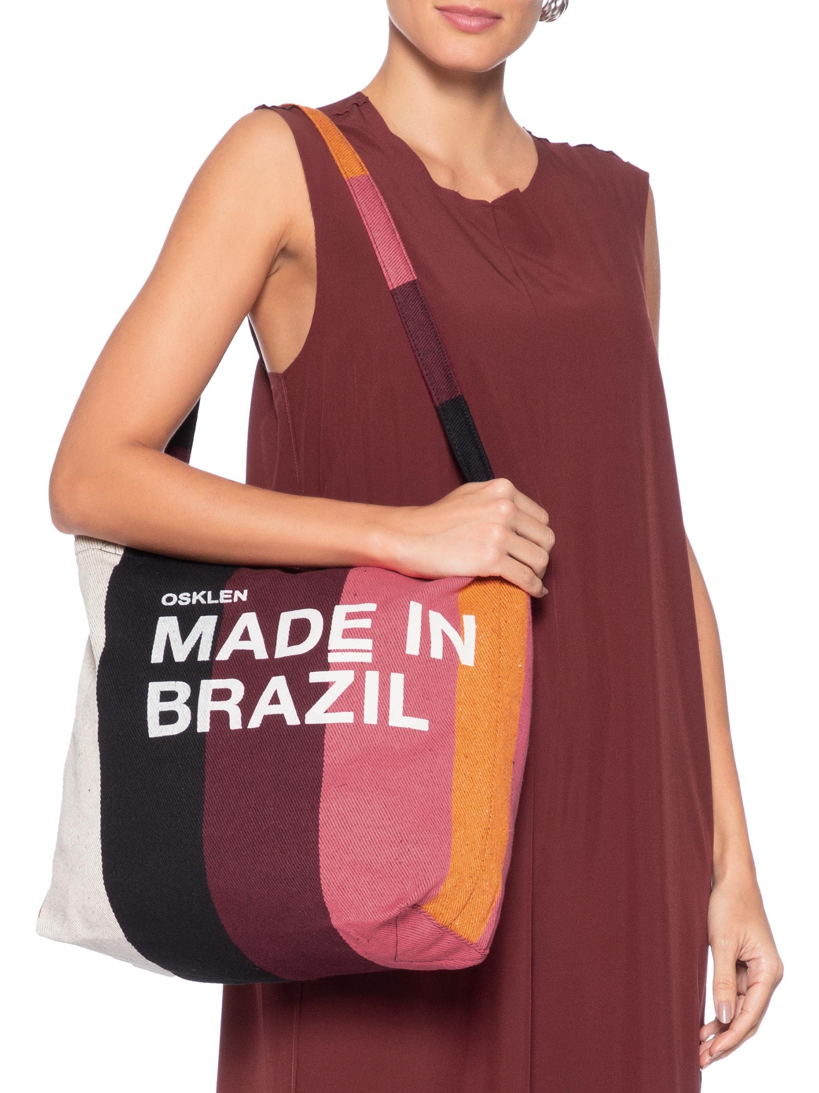 Bolsa Feminina Tote Stripes Color Marrom Osklen