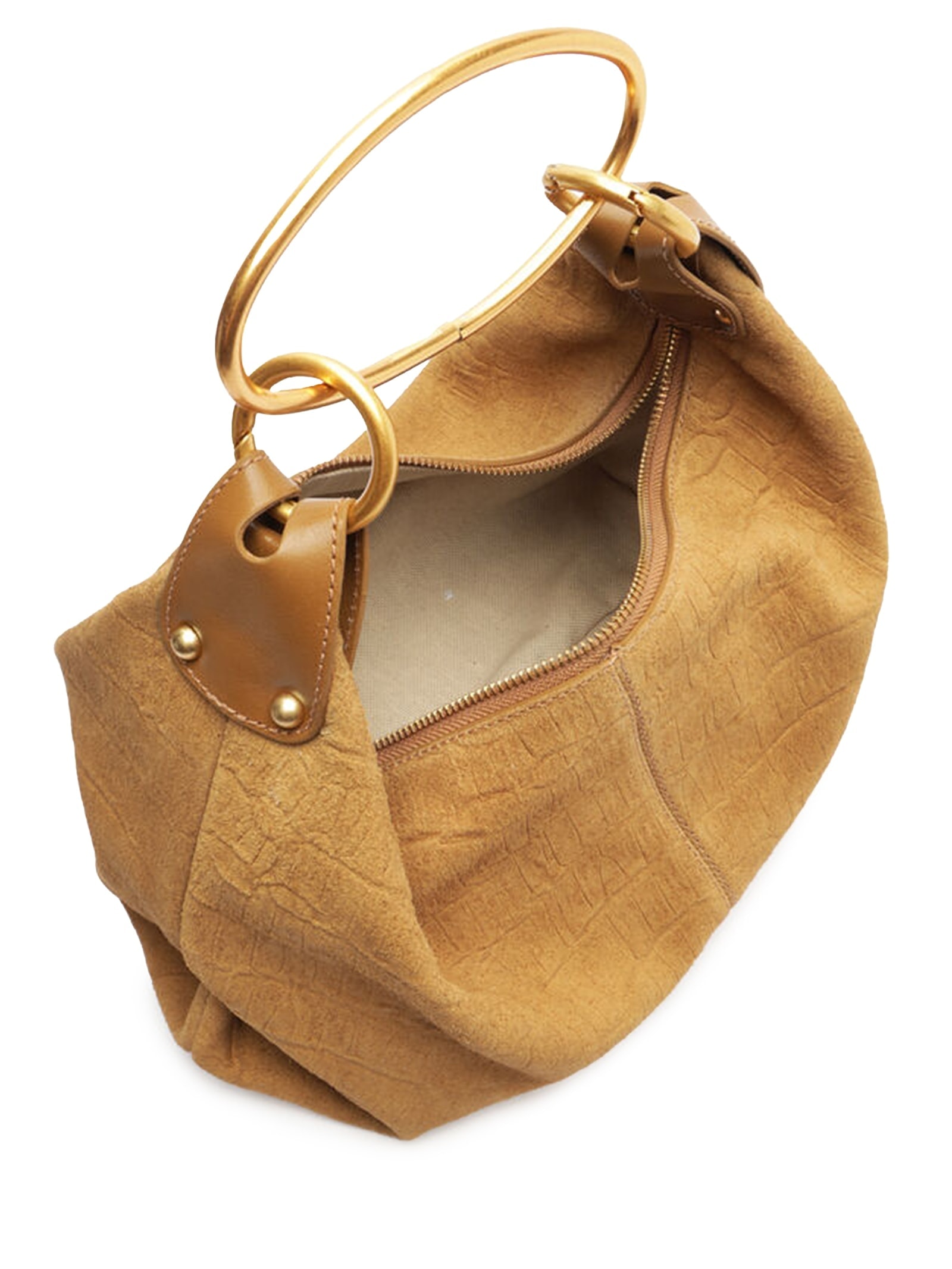 Arezzo - Bolsa Feminina Tote Suede Croco Média - Bege