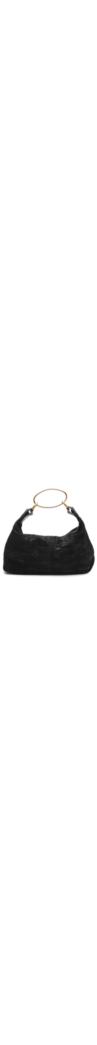 Bolsa Feminina Tote Suede Croco Média - Preto