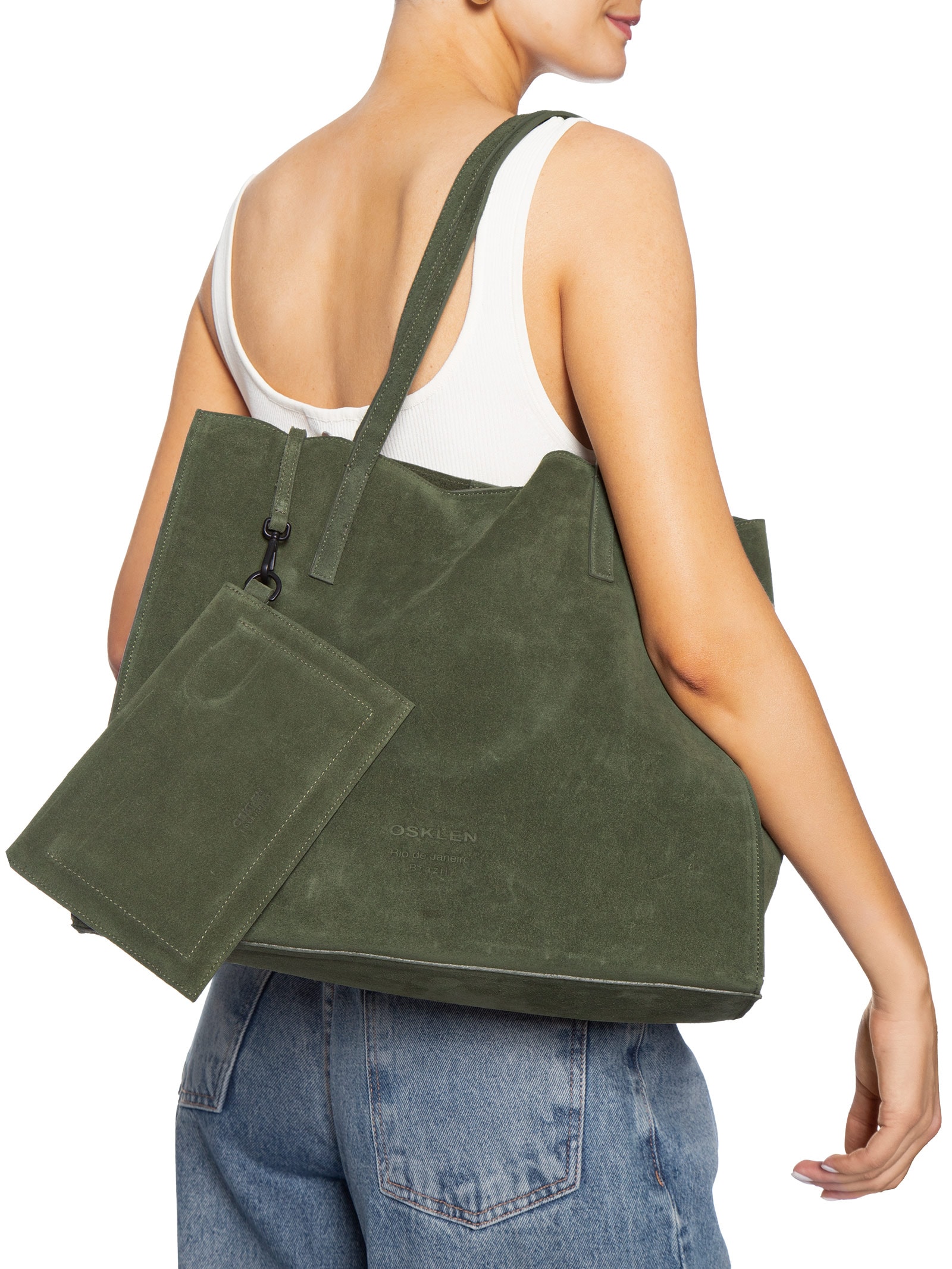 Bolsa Feminina Tote Yvi Camurça Verde Osklen