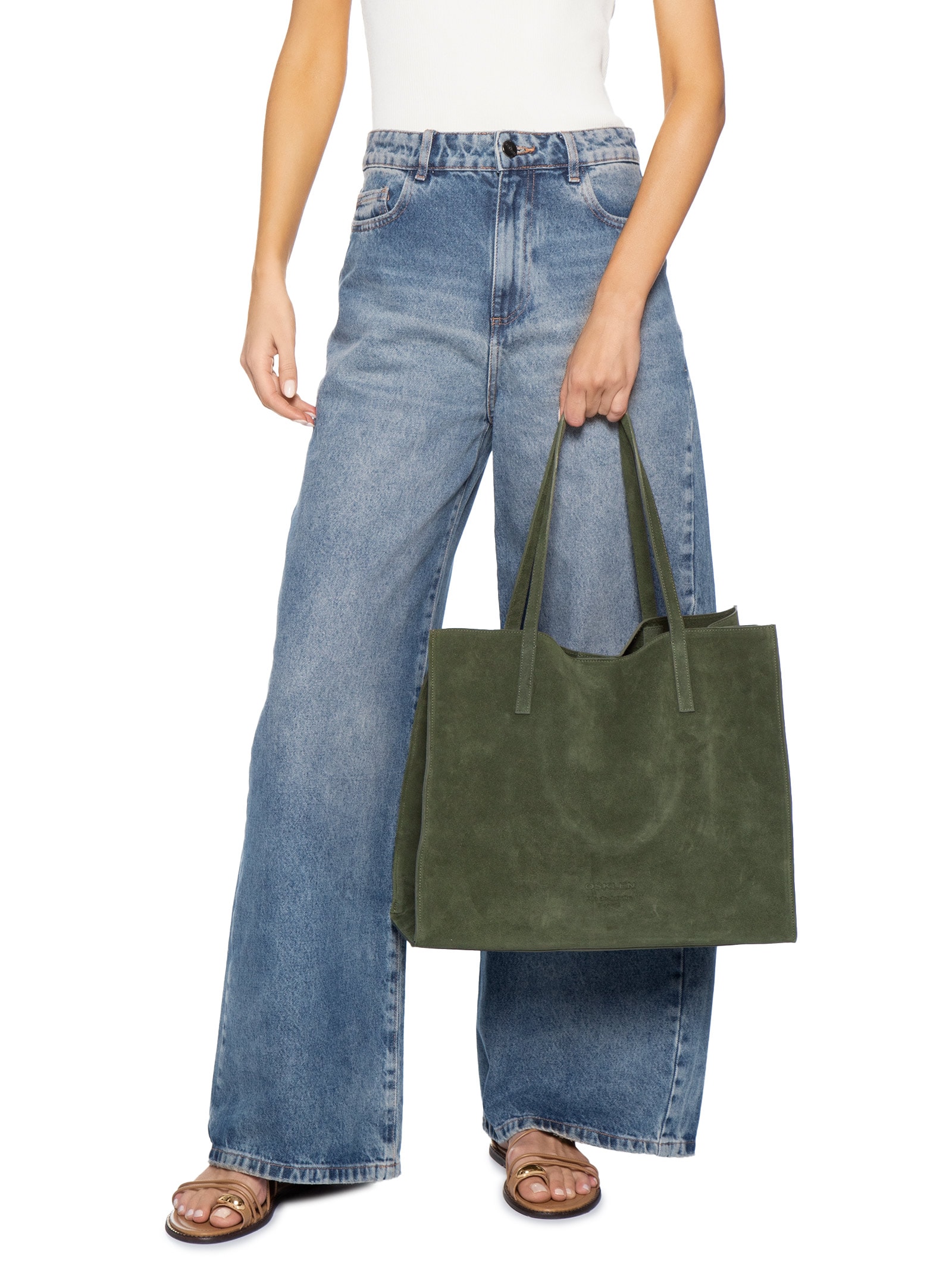Bolsa Feminina Tote Yvi Camurça Verde Osklen