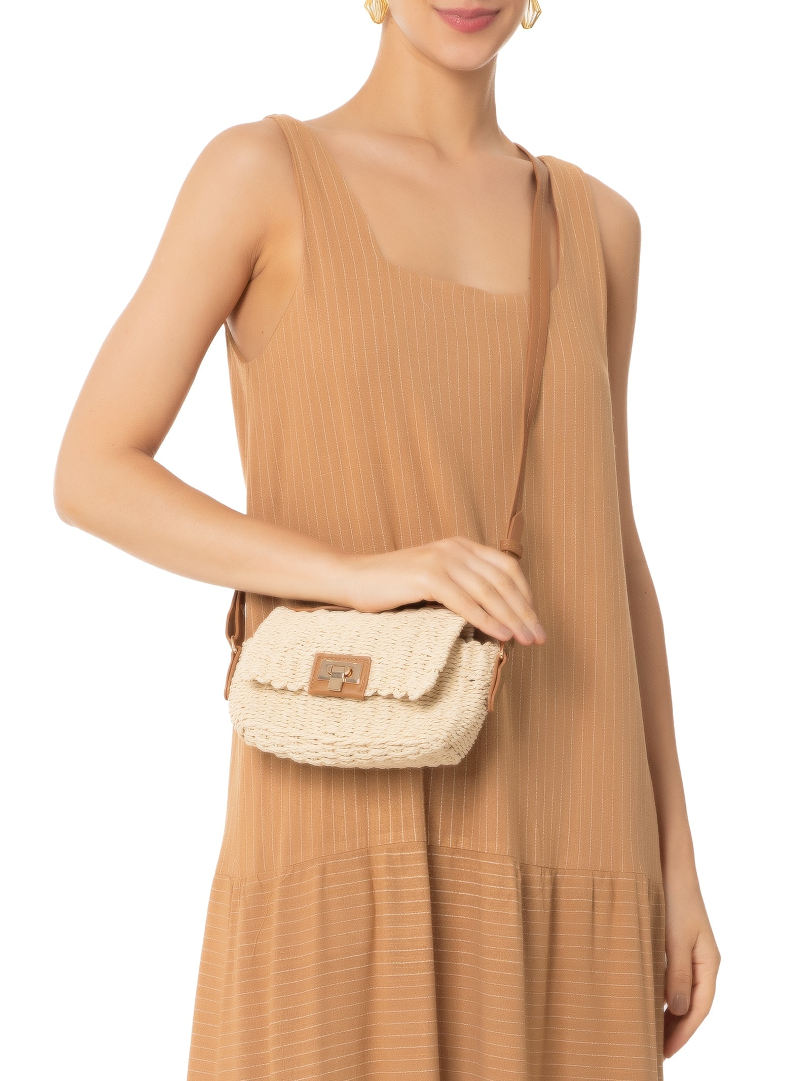 Bolsa Feminina Trama De Tela Off White Basiq