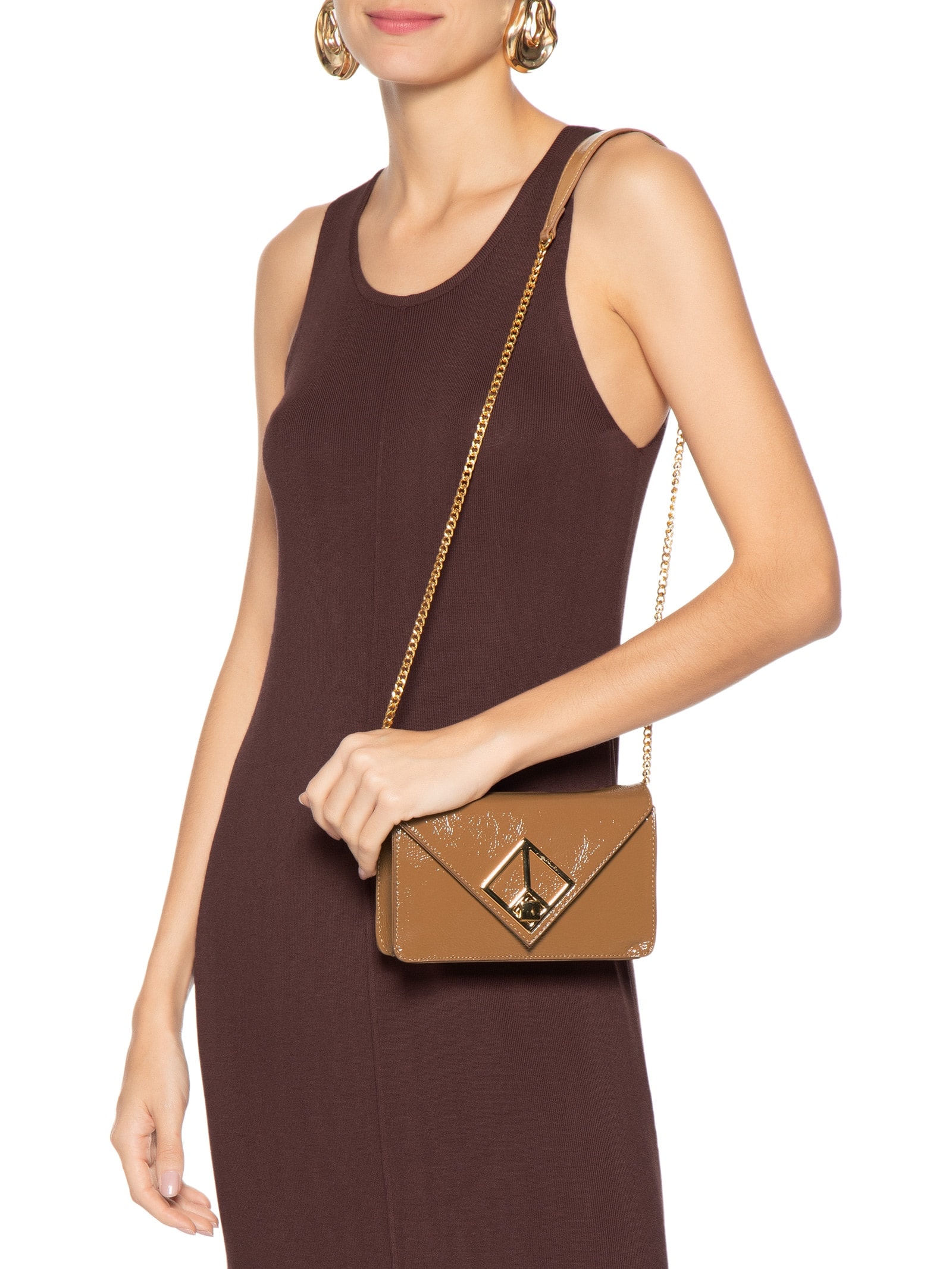 Bolsa Feminina Verniz Argila Bege Luiza Barcelos